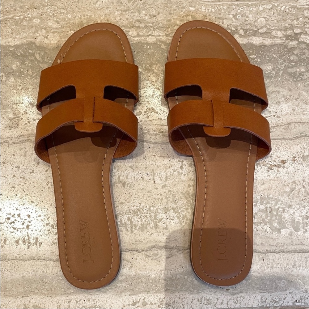 J. Crew Tan Cyprus Interlocking Sandals Slides